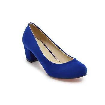 

Spring new high-heeled shoes retro sweet little round head thick with women's shoes size 43 yards 40 - the original list