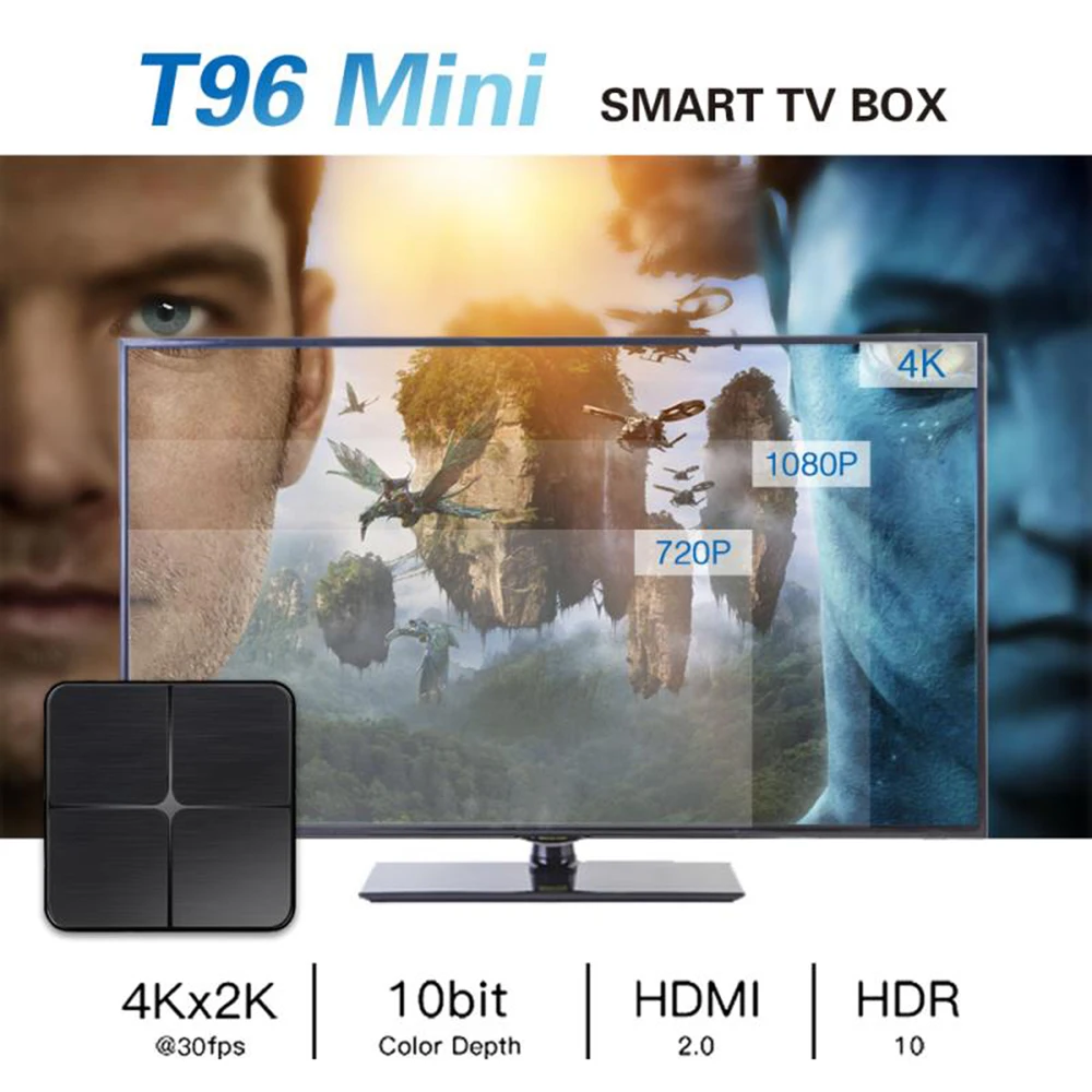 

T96 4K Mini Smart Set Top Box TV Box Android 7.1 1+8/2+16G 2.4G WiFi RK3229 Quad Core Streaming Media Player with Remote Control