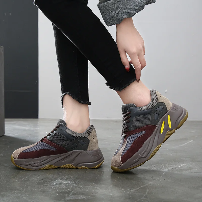 Chaussures Kong Sauvage Chaussures Marron De Casual Printemps Hong gris Semelles À Mode Nouveau 2019 Femmes Épaisses Style g868qH