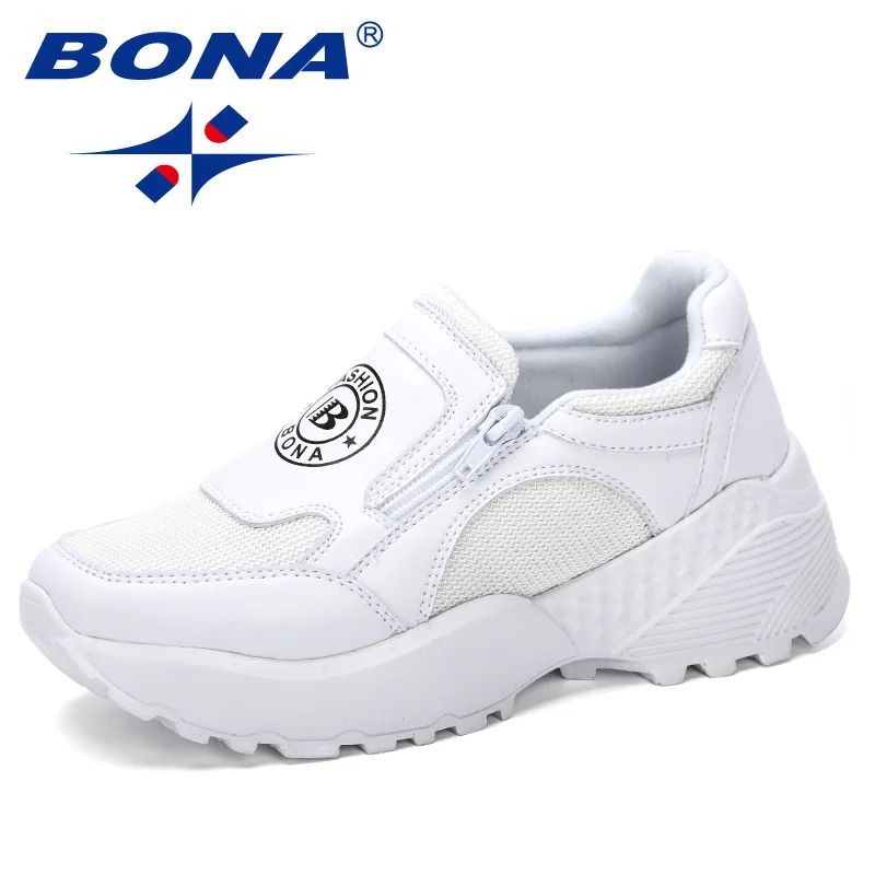 BONA 2019 New Designer Korean Platform Sneakers Women Shoes Zipper ...