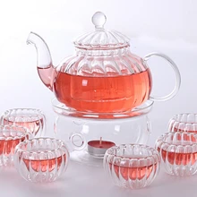 Тыква боросиликатного Стекло Чай горшок набор для заварки Чай горшок+ грелка+ 6 Чай Чашки