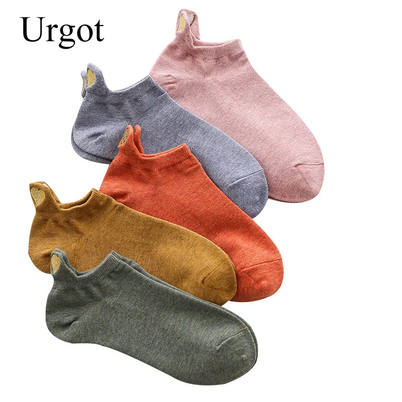 

Urgot 5 Pairs Women's Socks Back-heel Embroidery Japanese Short-tube Cute Girl Socks Harajuku College Style Student Socks Meias