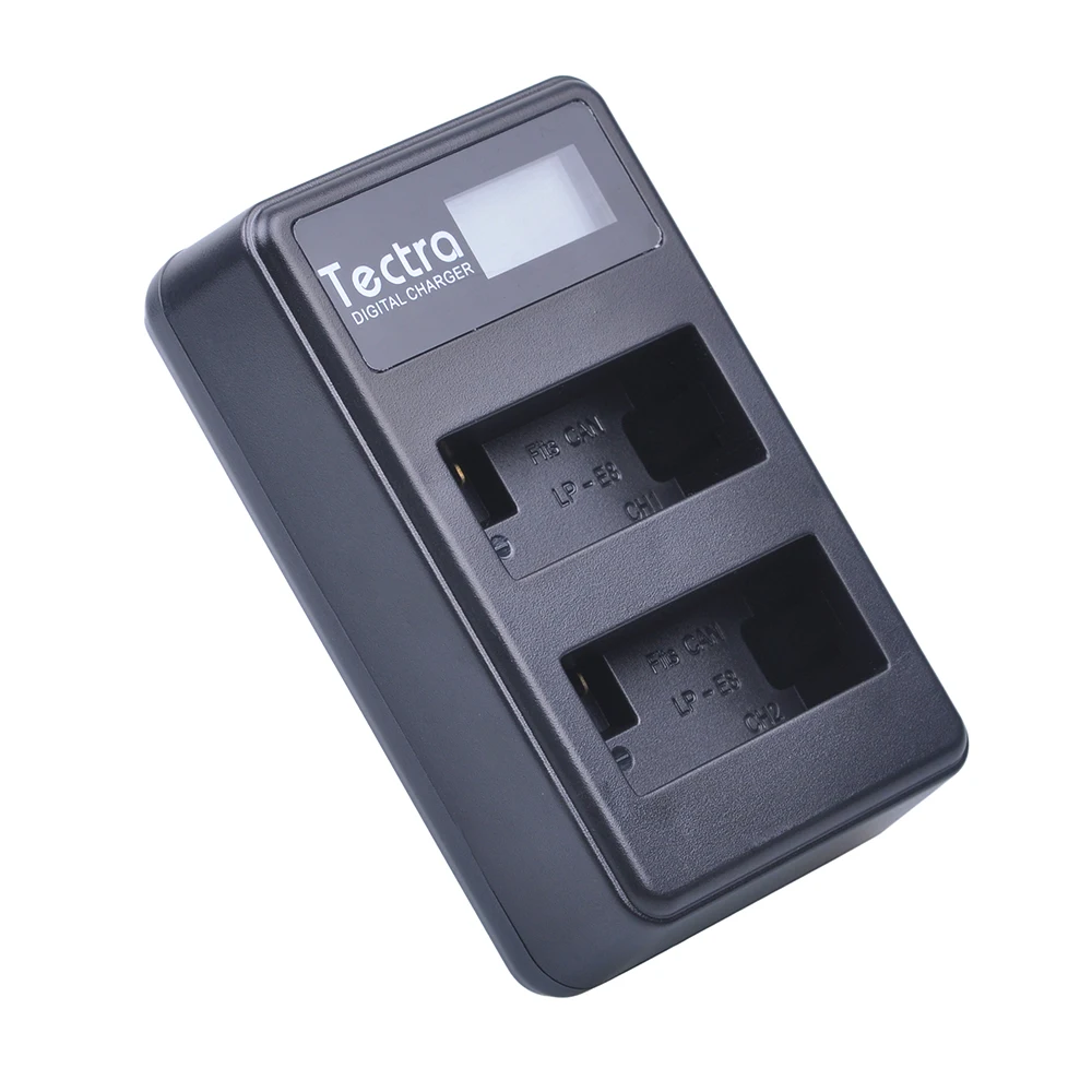 Двойное зарядное устройство Tectra LP E8 LPE8 ЖК дисплей USB для Canon EOS 550D 600D 650D 700D kiss X4 X5 X6i