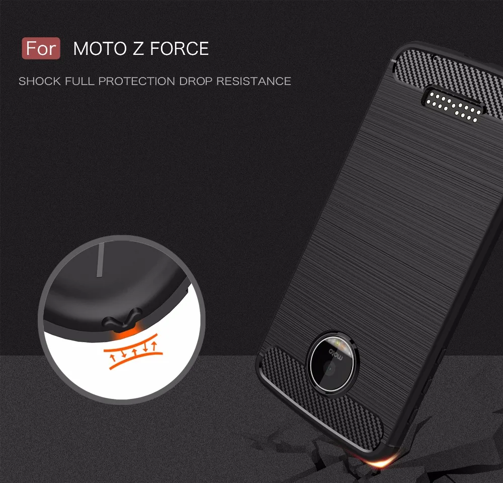 Окружающей среды Carbon Fiber Case Для Motorola MOTO Z Force Мягкая Противоскольжения Обложка