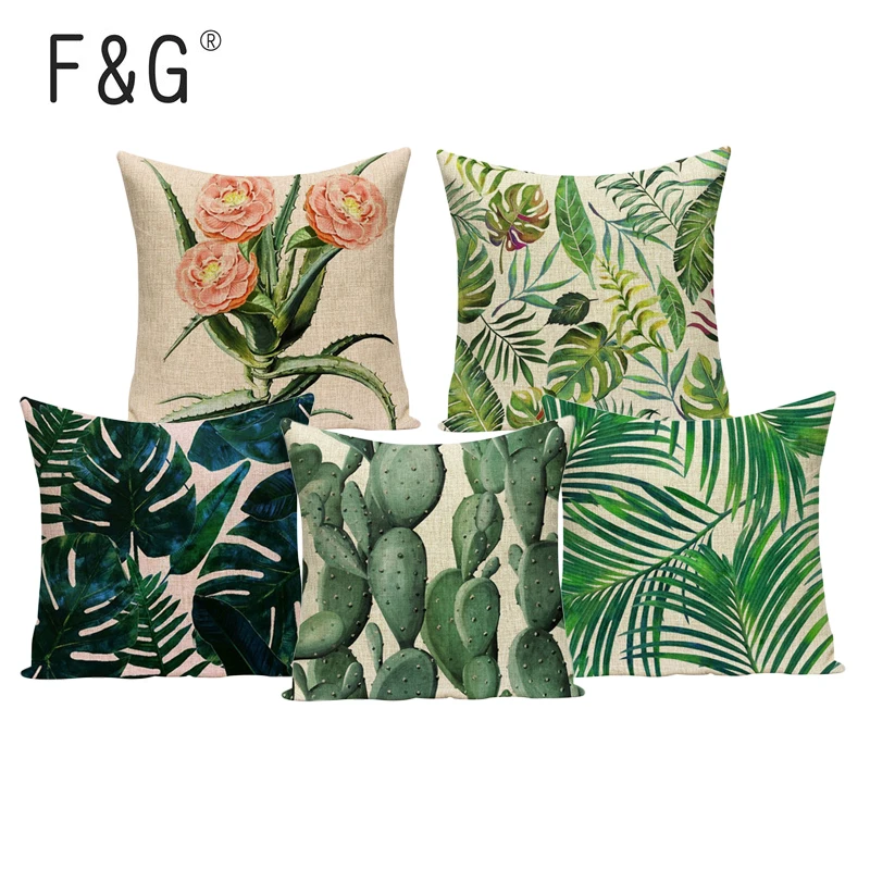 

Monstera Plant Banana Leaf Cushion Cover Sofa Seat Luxury Throw Pillows Cover Linen Car Home Custom Pillow Case 45x45CM