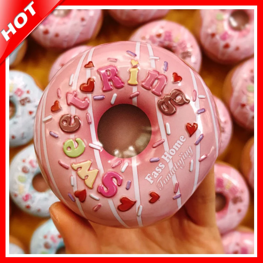 Sweet Ring Novelty Donut Tin Box Gift Candy Storage Seal Box Wedding