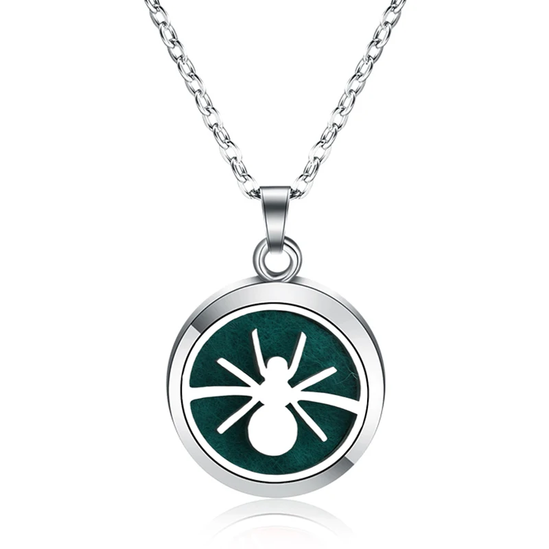 

New Aroma Diffuser Necklace Stainless Steel Magnetic Spider Pendant Perfume Aromatherapy Essential Oil Locket Necklace Jewelry