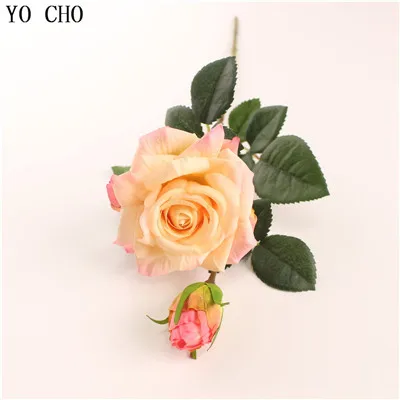 YO CHO DIY свадебные искусственные головки цветов Роза Пион украшение дома аксессуары креативные для свадьбы Искусственные цветы Шелковый цветок - Цвет: champagne