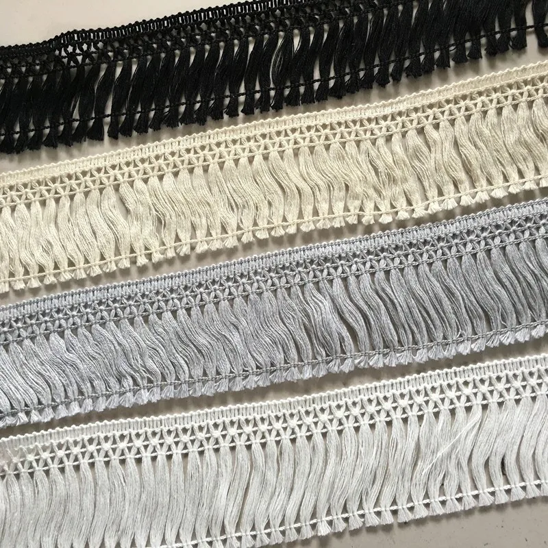 

10Yard 6cm Cotton Lace Tassel Fringe Trim Ribbon Venice Lace Sew On Clothes Beige White Black Accessory African Lace