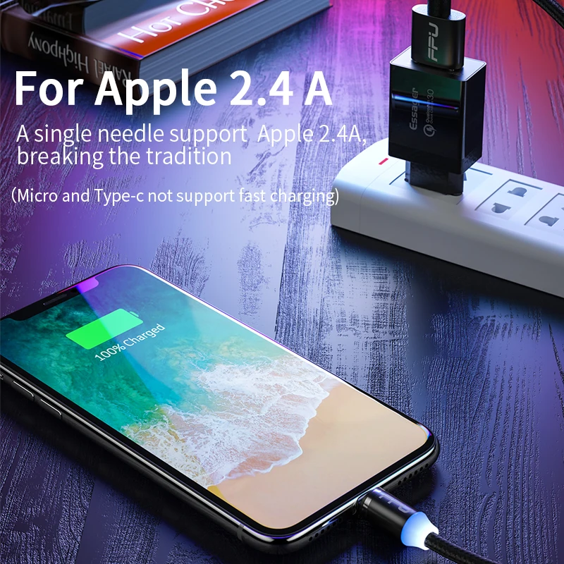 FPU 3 м Магнитный Micro USB кабель для iPhone samsung Android мобильный телефон Быстрая зарядка usb type C кабель магнит зарядное устройство провод шнур
