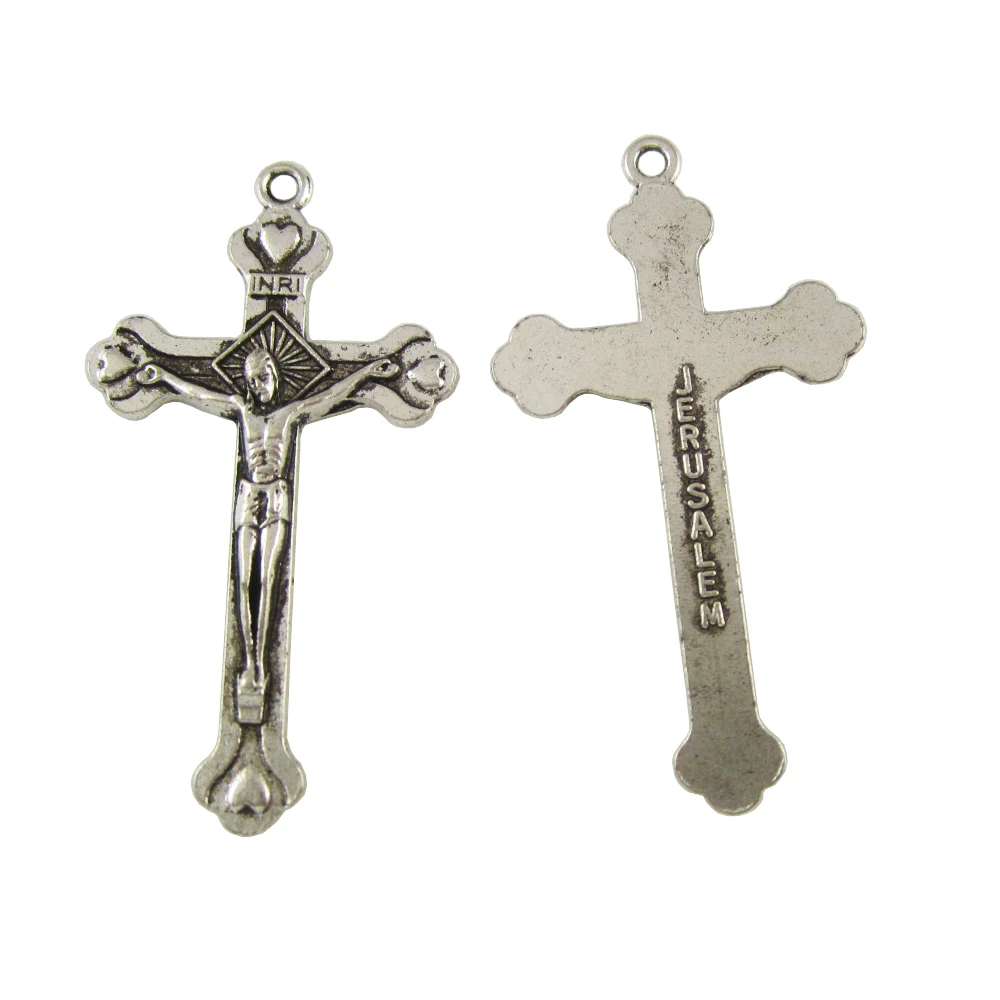 

100pcs of Antique Silver Jerusalem Crucifix Cross for Olive Wood Rosary