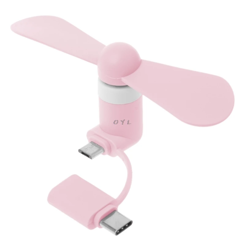 Portable 2in1 Type C Micro USB mini fan cooler for Samsung Xiaomi Huawei HTC Cell Phone and all Smart phone mini fan
