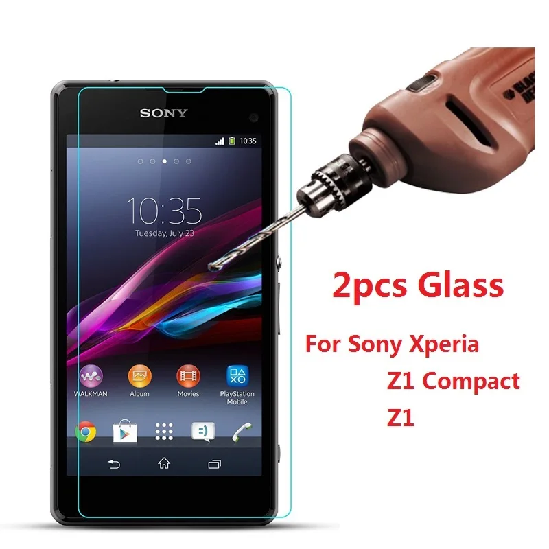 2 шт. Защитное стекло для Sony Xperia Z1 компактное Закаленное Защитная пленка экрана |