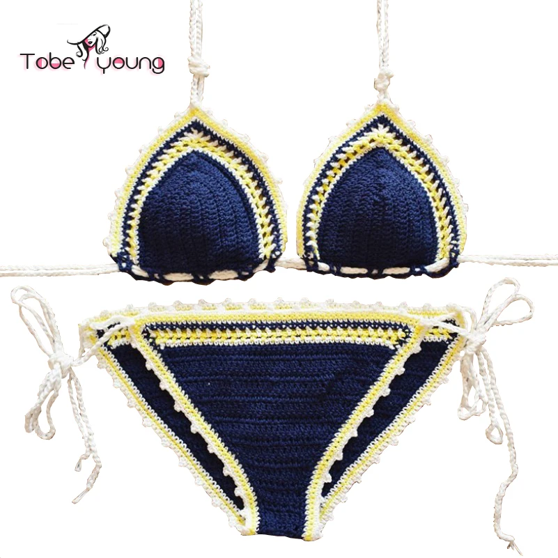 Handmade Sexy Crochet Bikini Set Women Crocheted Swimsuit Brazilian Biquini Beach Swimwear Bathing Suit Maillot De