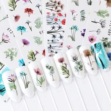1 лист, наклейки для ногтей, фламинго, чернила, цветок, океан, растение, слайдер, 3D наклейки для ногтей, переводные наклейки с водой, клейкие наклейки, TRSTZ683-706