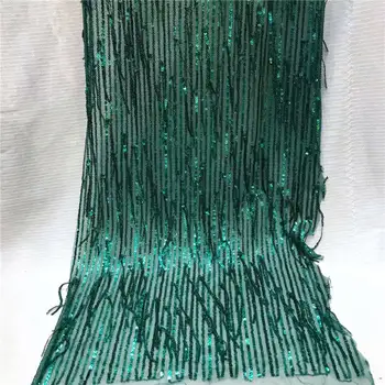 

Green tulle with sequins 5yard/lot 2019 latest France sequins lace fabric for sewing dress high quality african lace fabric