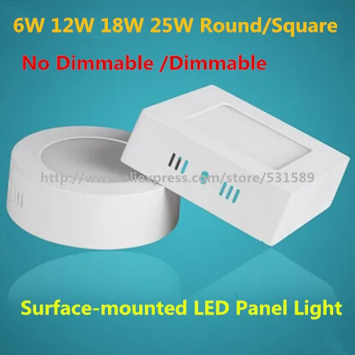 

10pcs 6W 12W 18W 25W Round SquareLED Panel Light Surface Mounted Downlight Ceiling Bulb Lamp 2835smd lamparas luminaria