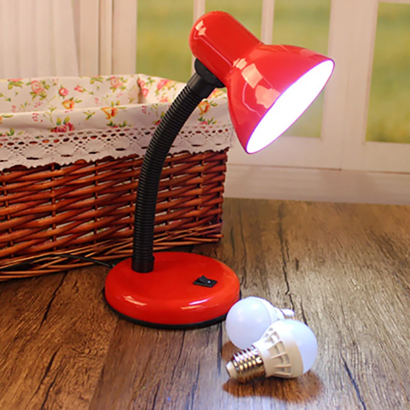  Simple colorful desk lamps E27 LED modern table lamps with switch for parlor study office reading n