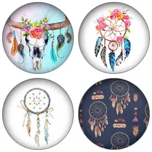 ZDYING, 5 шт./лот, красочные, Ловец снов, перо, 12 мм/20 мм/25 мм, круглый стеклянный кабошон, фото, демонстрация, плоская задняя сторона