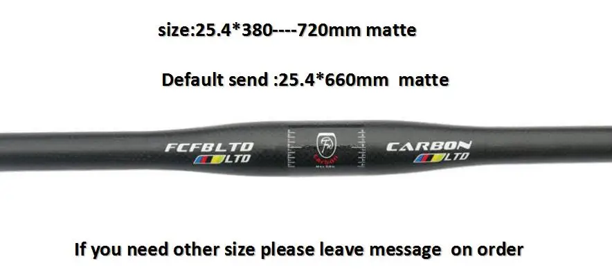 FCFB углеродный руль BMX, Горный Руль с плоским стержнем, хороший бар, Размер 25,4 мм, 31,8 мм, запчасти для горного велосипеда - Цвет: 25.4 flat