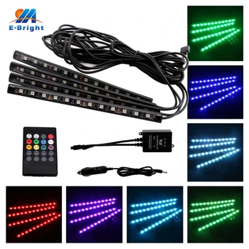 

1set RGB 5050 4x12SMD LED Strip LEDs Waterproof Car Light Strips with Remote Controller Auto Lights Good Quality 12LM /LED
