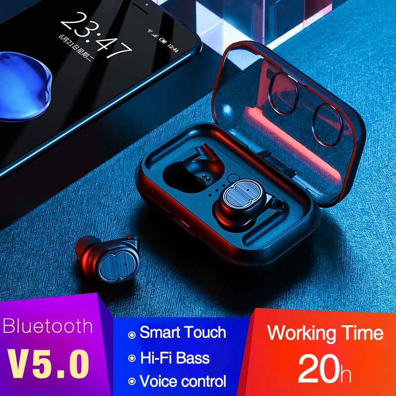 Abbery беспроводные гарнитуры Bluetooth наушники 5,0 TWS мини вставные наушники HiFi Звук Спорт Водонепроницаемый микрофон гарнитура для смартфона