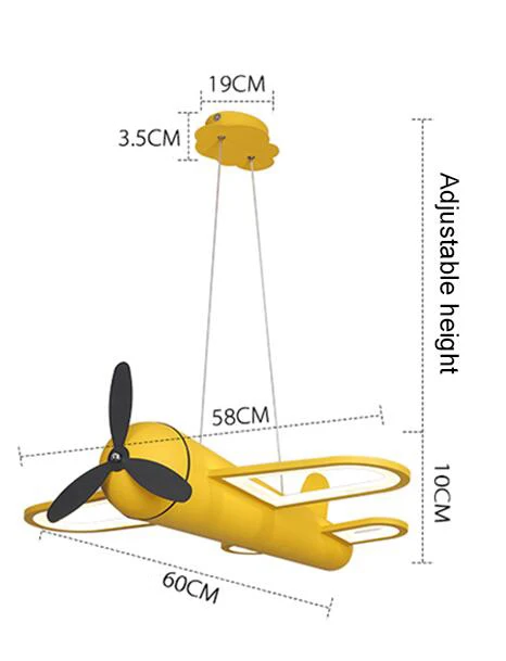 Современная светодиодная люстра с рисунком самолета для детской комнаты, для мальчиков, для детской комнаты, для дома, декоративные подвесные люстры, светильники - Цвет абажура: 600x580mm yellow
