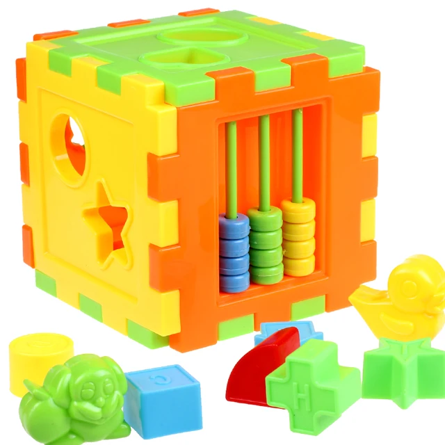 10 shape can plug cognitive block intelligence box for baby kids