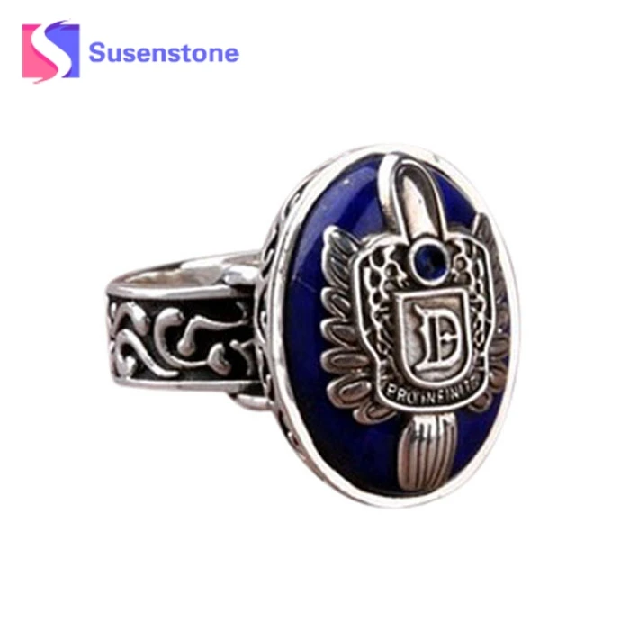 

Vintage Vampire Diaries Rings Salvatore Stefan 's Finger Family Crest Ring Lapis Lazuli Ellipse Costume Ring