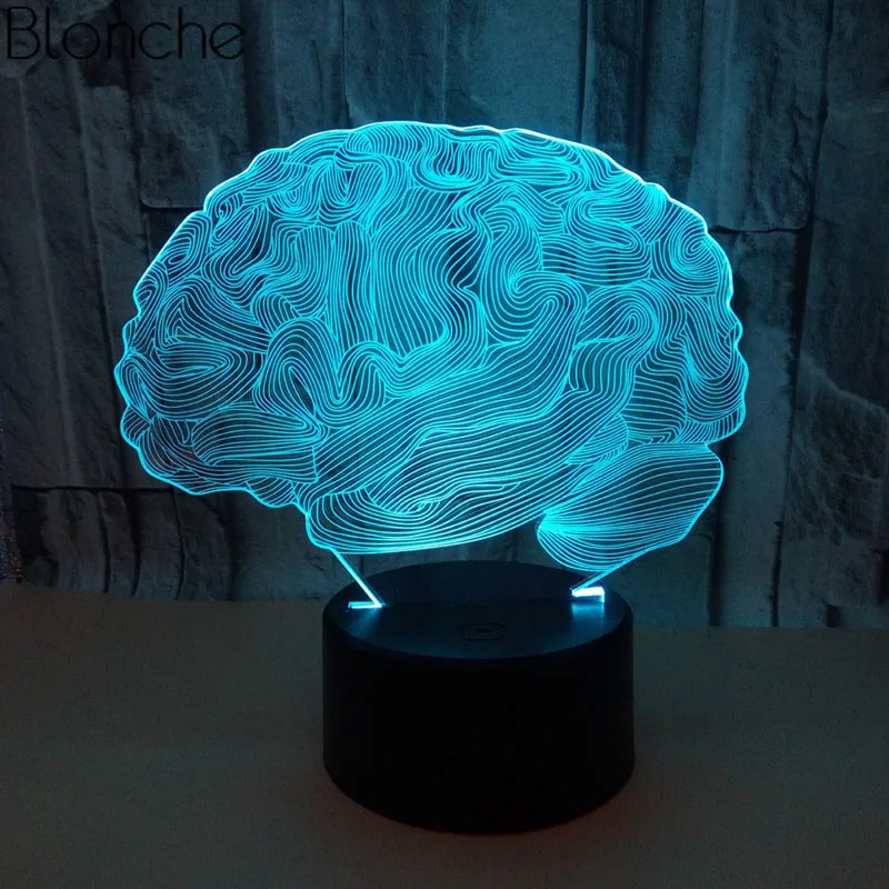 Креативный 3D ночной Светильник Brain светодиодный сенсорный светильник настольная