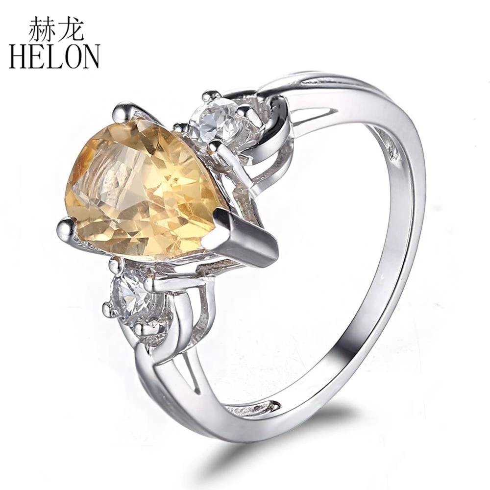 HELON Sterling Silver 925 Nice Gemstones Three-Stone Wedding Women's Jewelry Ring 10x7mm Pear Shape Citrine Engagement Fine Ring
HELON Sterling Silver 925 Nice Gemstones Three-Stone Wedding Women's Jewelry Ring 10x7mm Pear Shape Citrine Engagement Fine Ring