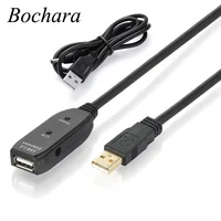 Bochara Активный ретранслятор USB 2,0 кабель-удлинитель со штекером и штекером встроенный IC чипсет из фольги + Плетеный экранированный с DC 5V портами - изображение
