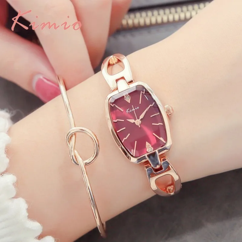 

KIMIO Tonneau Ladies Watches Women Fashion Watch 2018 Brand Luxury Rectangle Rose Gold Watch Bracelet Wrist Watches For Women