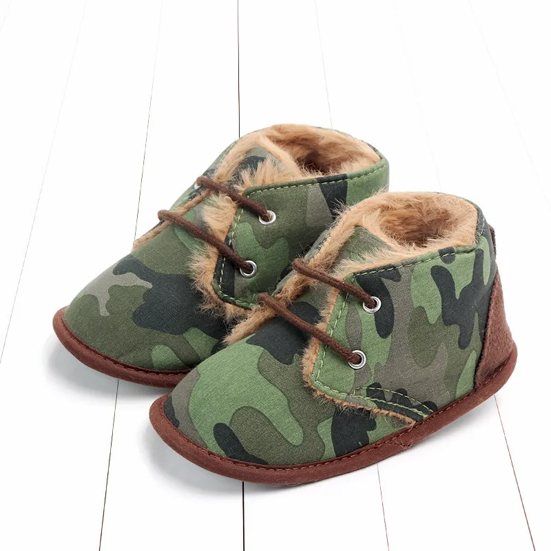 Classic Camouflage Newborn Infant Baby Boy Winter Moccasins Booties