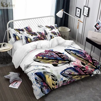 

Popular Textile Owl Fish Bedding Set Two Pillowcases Flatsheet White Soft Duvet Cover Set for Home Use
