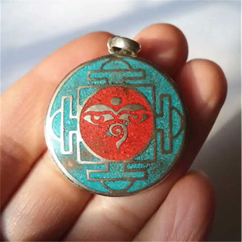 TBP431 Tibetan White Metal Copper Buddha Eye Amulet Pendant for Man-in ...