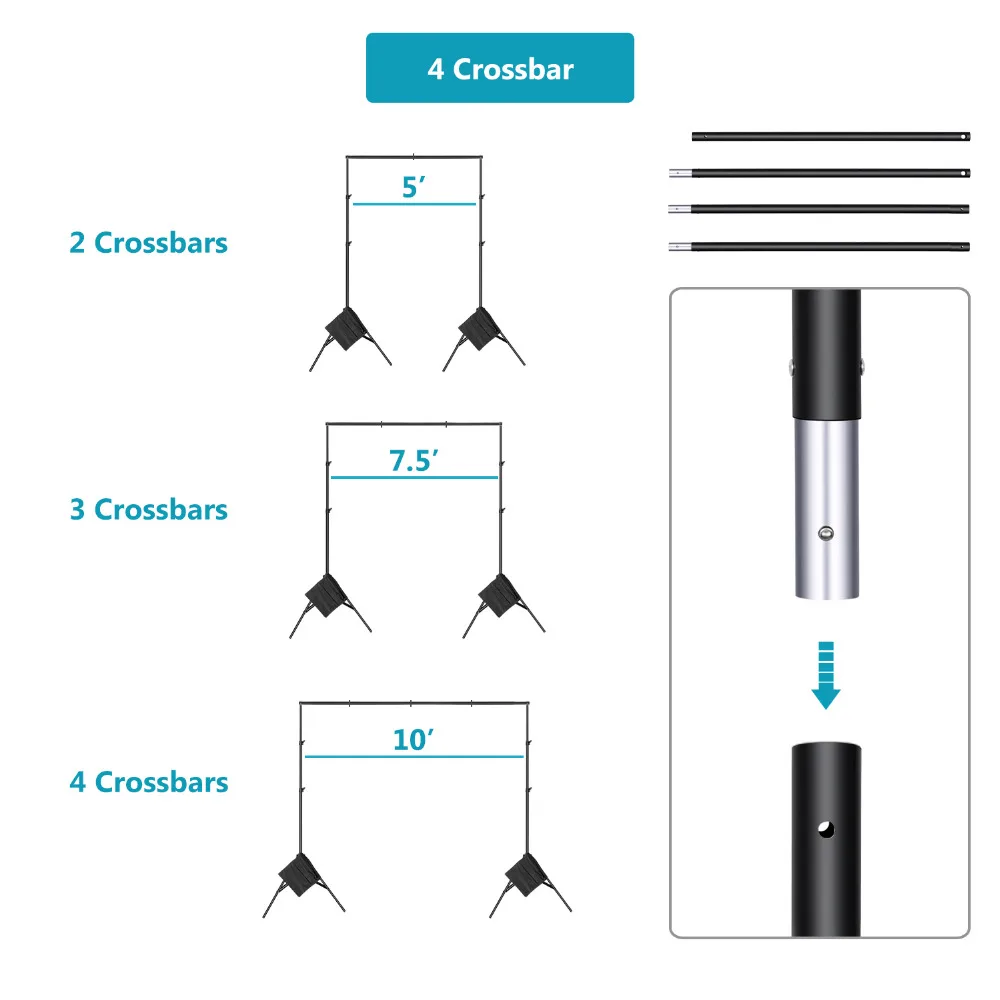 Neewer фотостудия 10 футов/3 м широкий крест бар 6.6фт/2 м высокий Регулируемый фон стенд фоновая система поддержки+ 3 фоновых зажима