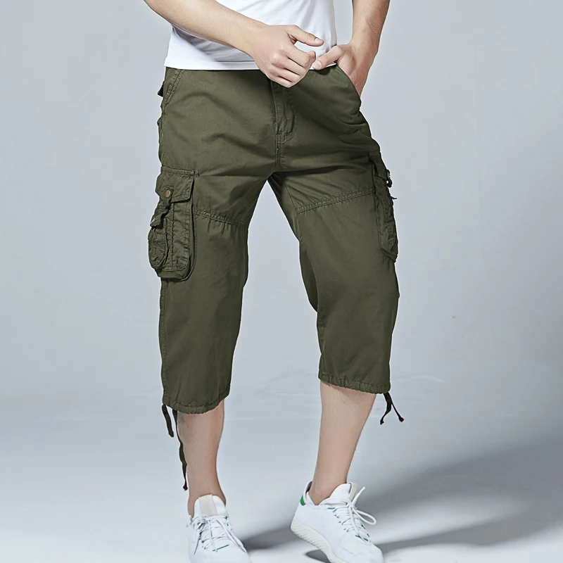 Мужские летние однотонные мешковатые многокарманные повседневные шорты-карго, модные мужские свободные шорты в стиле милитари, бермуды, Homme, большие размеры 40