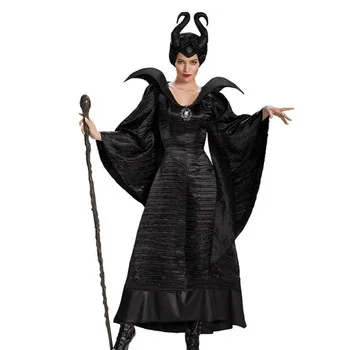 Deluxe Maleficent Costume Dark Queen Cosplay Role-play Devil Witch Halloween Costume Game Uniform Masquerade Cosplay Clothing