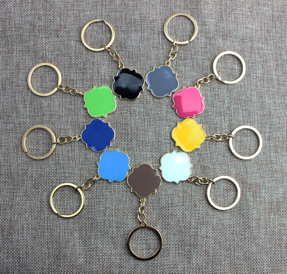 Enamel Disc Monogram Blanks Keychain Personalized Enamel Disc Key Chain