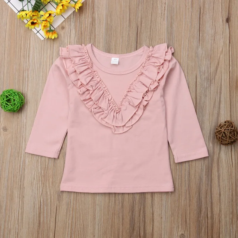 

Ruffles Baby Girls Clothes Cotton Long Sleeve T-shirt 0-5 Year 2019 Autumn Children Girls Clothing Blouse Tops Fall New Arrivel