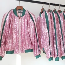 Джинсовая куртка, Новое поступление, полиэстер, повседневная, с v-образным вырезом, Casaco Bomber, весна, новая куртка, женская, свободная, с блестками, с бисером, бейсбольная
