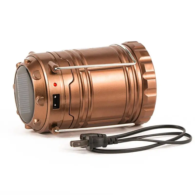 

Portable Outdoor Flashlights Luminaire Solar LED Power Collapsible Rechargeable Hand Lamp Camping Lantern Light with US Plug