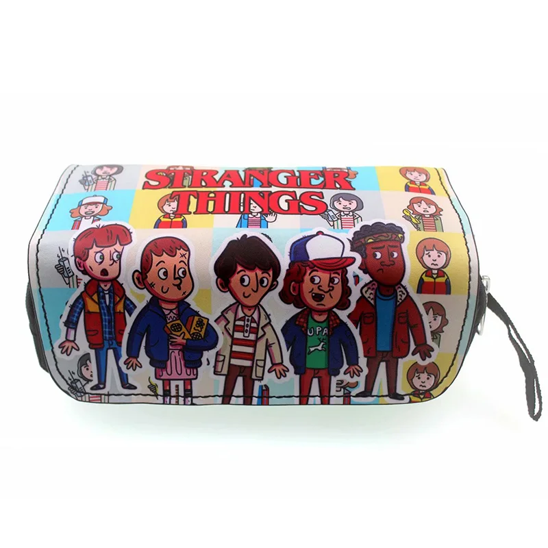 

2018 Anime Stranger Things Pencil Bags Students Stationery Supply Pen Pencil Holder Cartoon Leather Purse Gift Cosmetic Case Bag