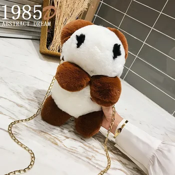 

designer. giant panda Plush Ladies Cartoon bags , new styleClassic women's casual bags . women cute fashion chain shoulder bag