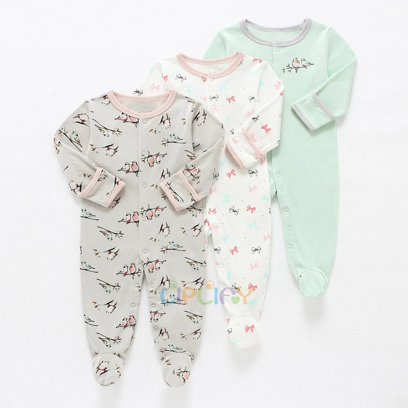 3Pcs/Pack Baby Cotton Clothes Set Newborn Rompers Infant Long Sleeve cartoon Jumpsuit Baby Boys Girls Sleepsuit 0-12Months - Цвет: 28