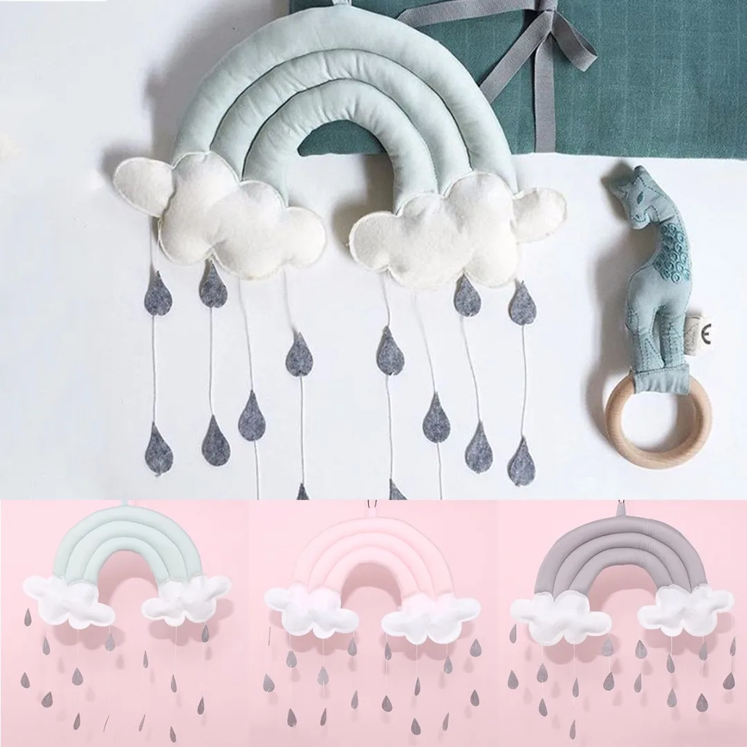 JX-LCLYL Rainbow Cloud Rain Drops Bed Wall Hanging Photo Prop Baby Nursery Bedroom Decor