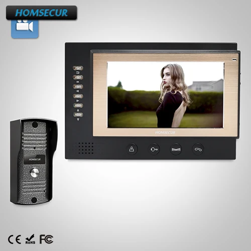

HOMSECUR 7" Wired Video&Audio Home Intercom+One Button Unlock for Apartment (TC031 +TM701R-B)