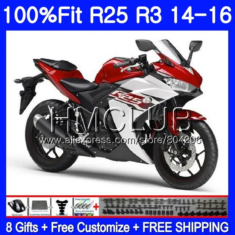 

Injection For YAMAHA YZF-R3 YZFR25 14 15 16 17 106HM.7 YZF R25 R3 R 25 YZF-R25 YZFR3 2014 2015 2016 2017 Red white Fairings