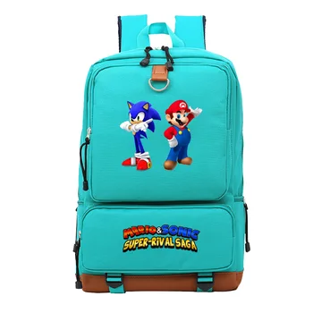 

Cool Mario & Sonic Daily Rucksack Boys Girls Backpack Fashion Casual High Quality Students Bags Daily Knapsack for Men Women